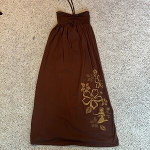 Authentic Disney Resort Wear Brown Moana themed maxi dress. Size Small
